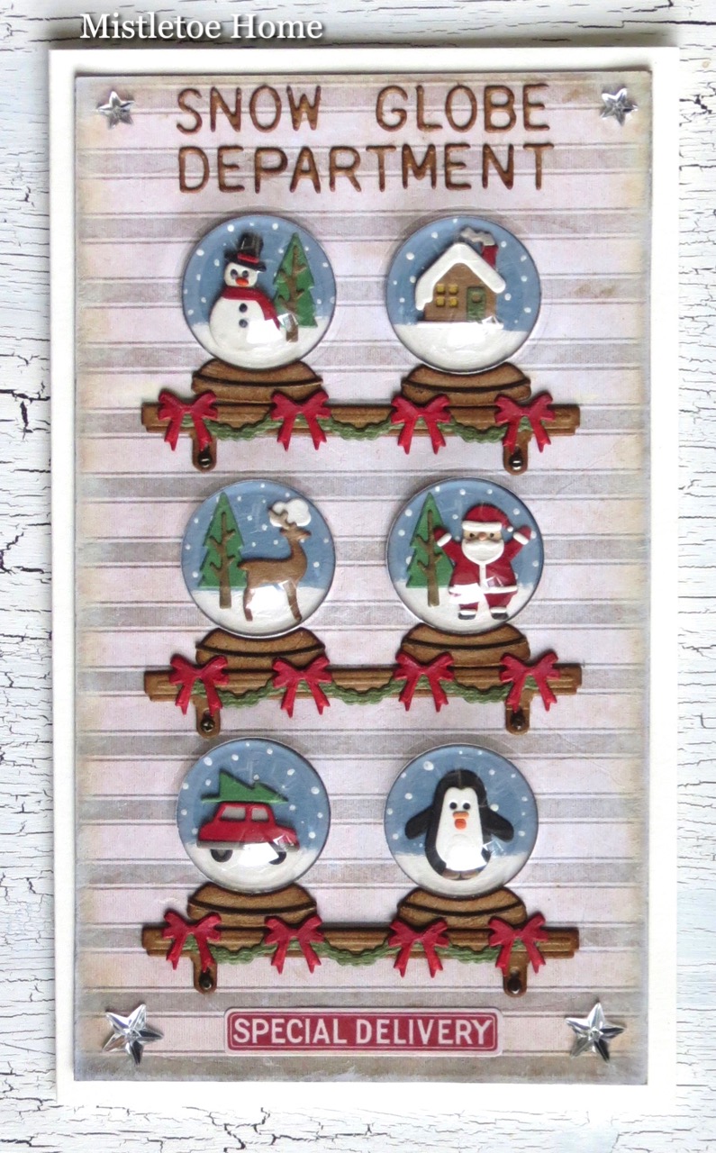 Mistletoe Home : Card with tiny snow globes by Tim Holtz